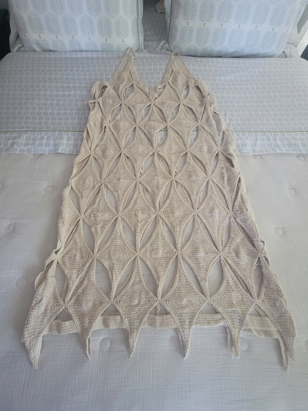 Zara Cream Open-Weave Tank Cover-Up, Size L